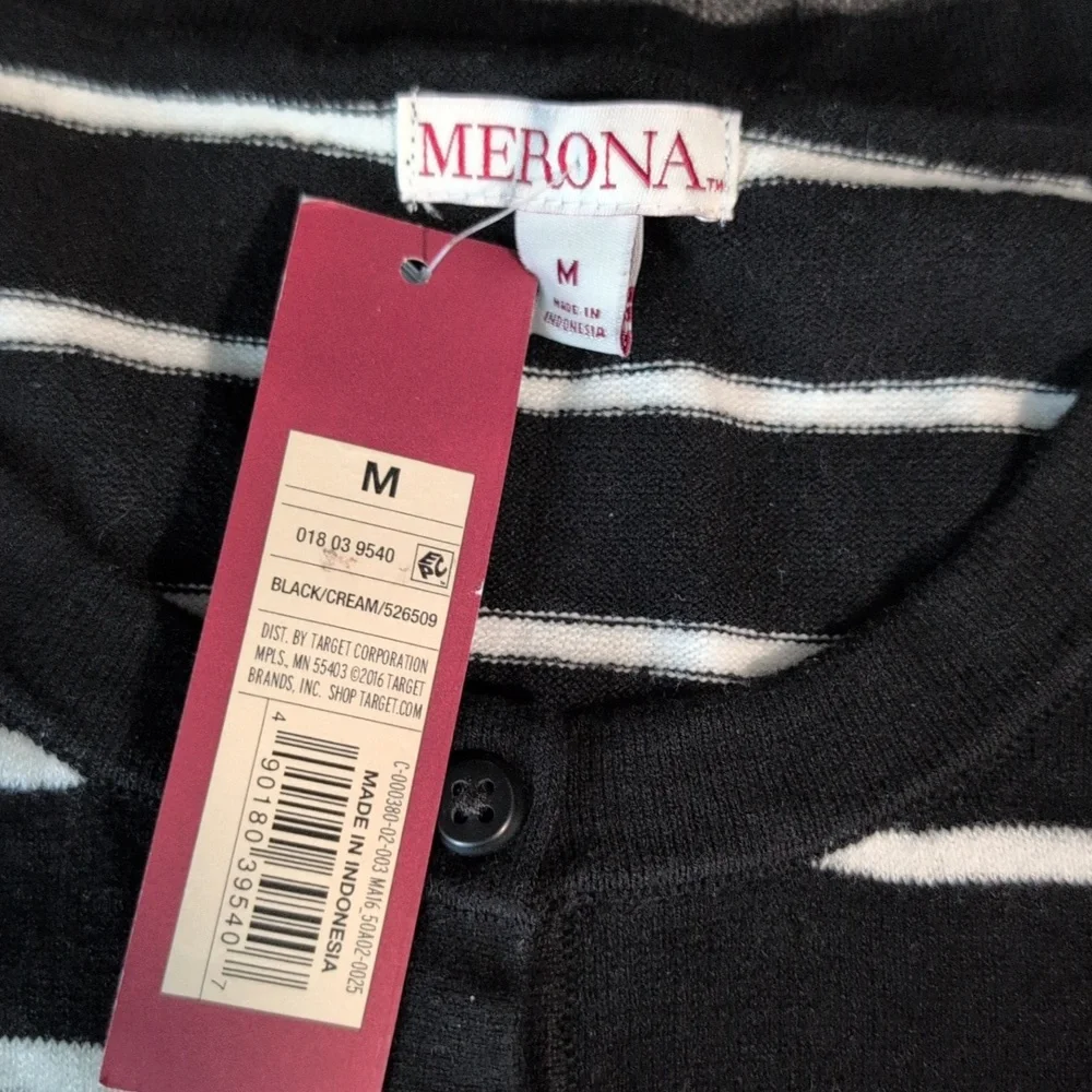 Merona Black and White Striped Cardigan - Picture 2 of 4